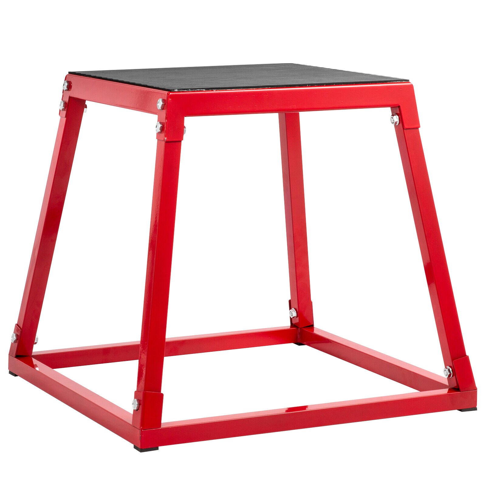 red metal VEVOR plyometric jump box with non-slip black top.
