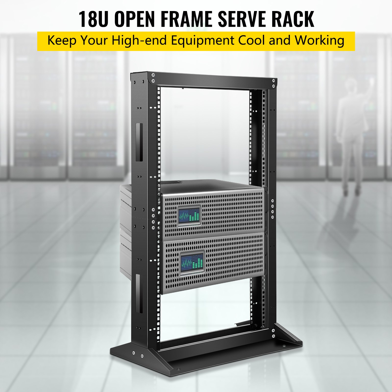 Vevor Open Frame Server Rack Network Server Rack 18u 2 Post 19" Steel Relay Rack