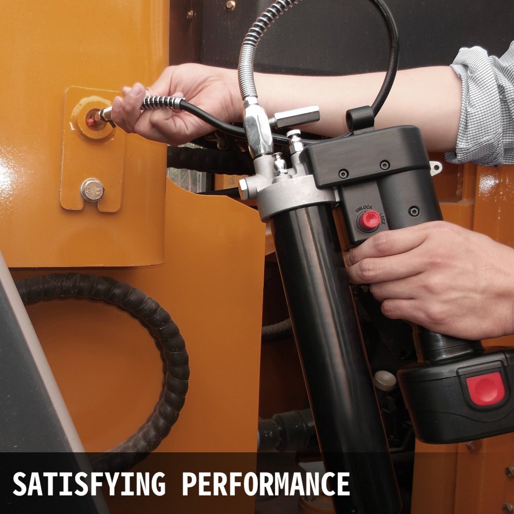 VEVOR 18V Cordless Grease Gun, 10000 PSI/690 bar LCD Display, Locking Button, Stable Pressure Hose