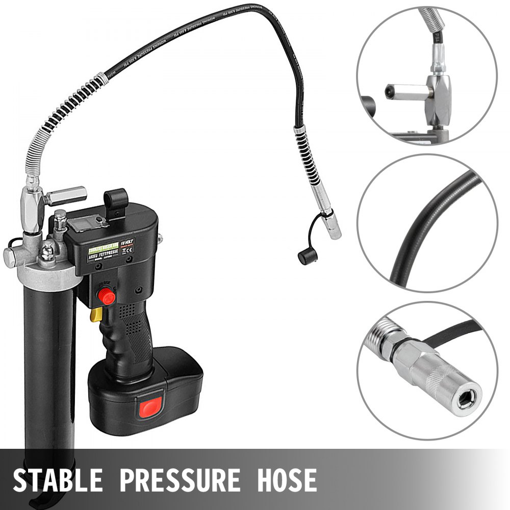 VEVOR 18V Cordless Grease Gun, 10000 PSI/690 bar LCD Display, Locking Button, Stable Pressure Hose