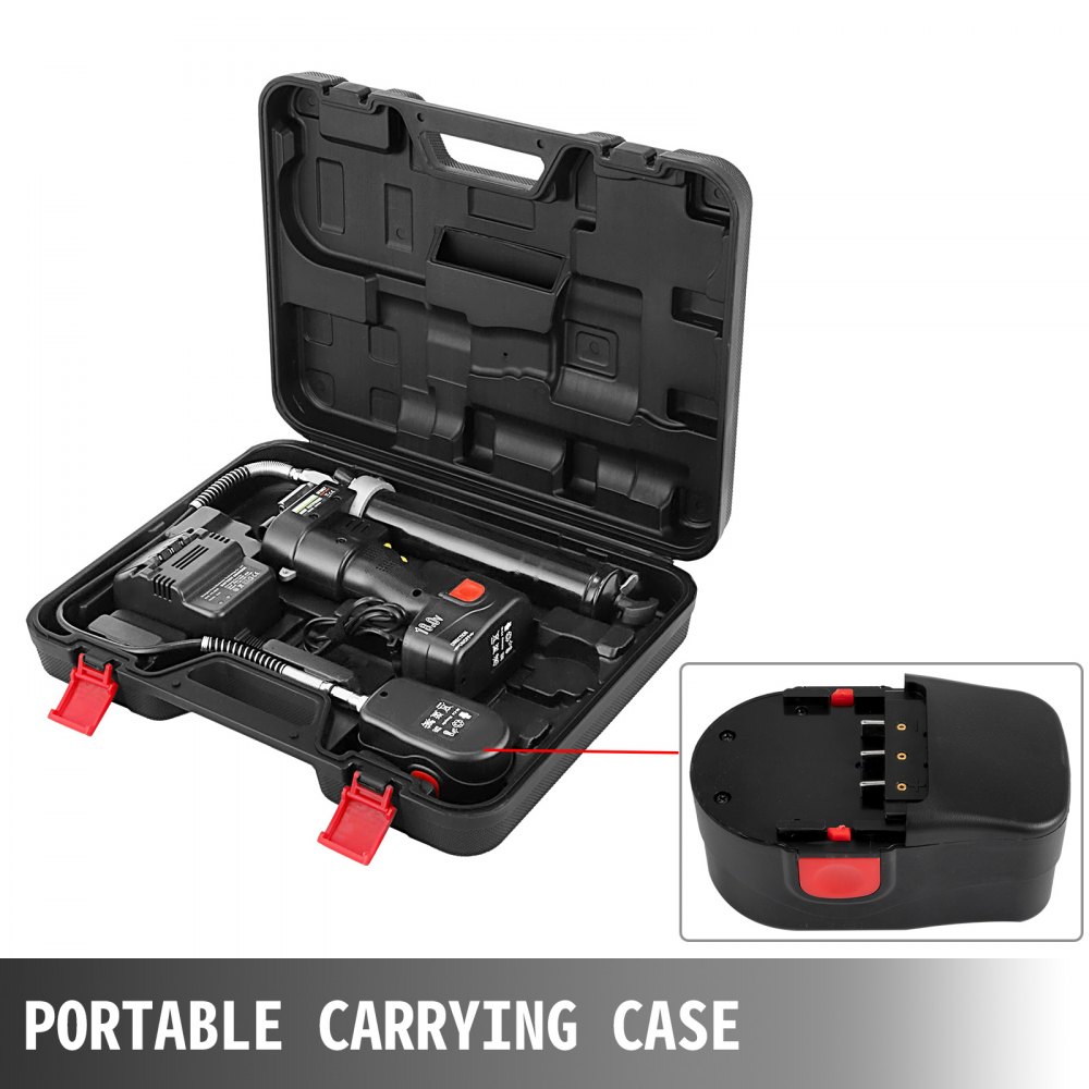 VEVOR 18V Cordless Grease Gun, 10000 PSI/690 bar LCD Display, Locking Button, Stable Pressure Hose