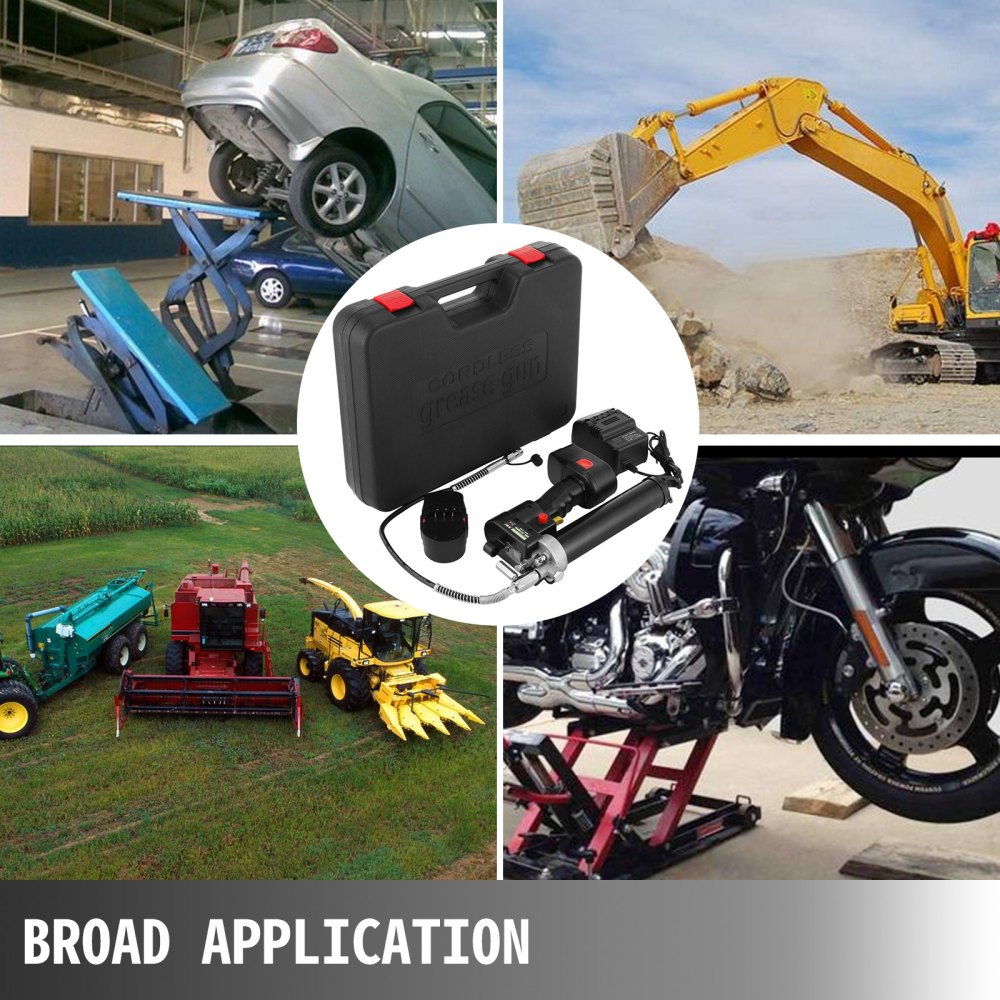 VEVOR 18V Cordless Grease Gun, 10000 PSI/690 bar LCD Display, Locking Button, Stable Pressure Hose