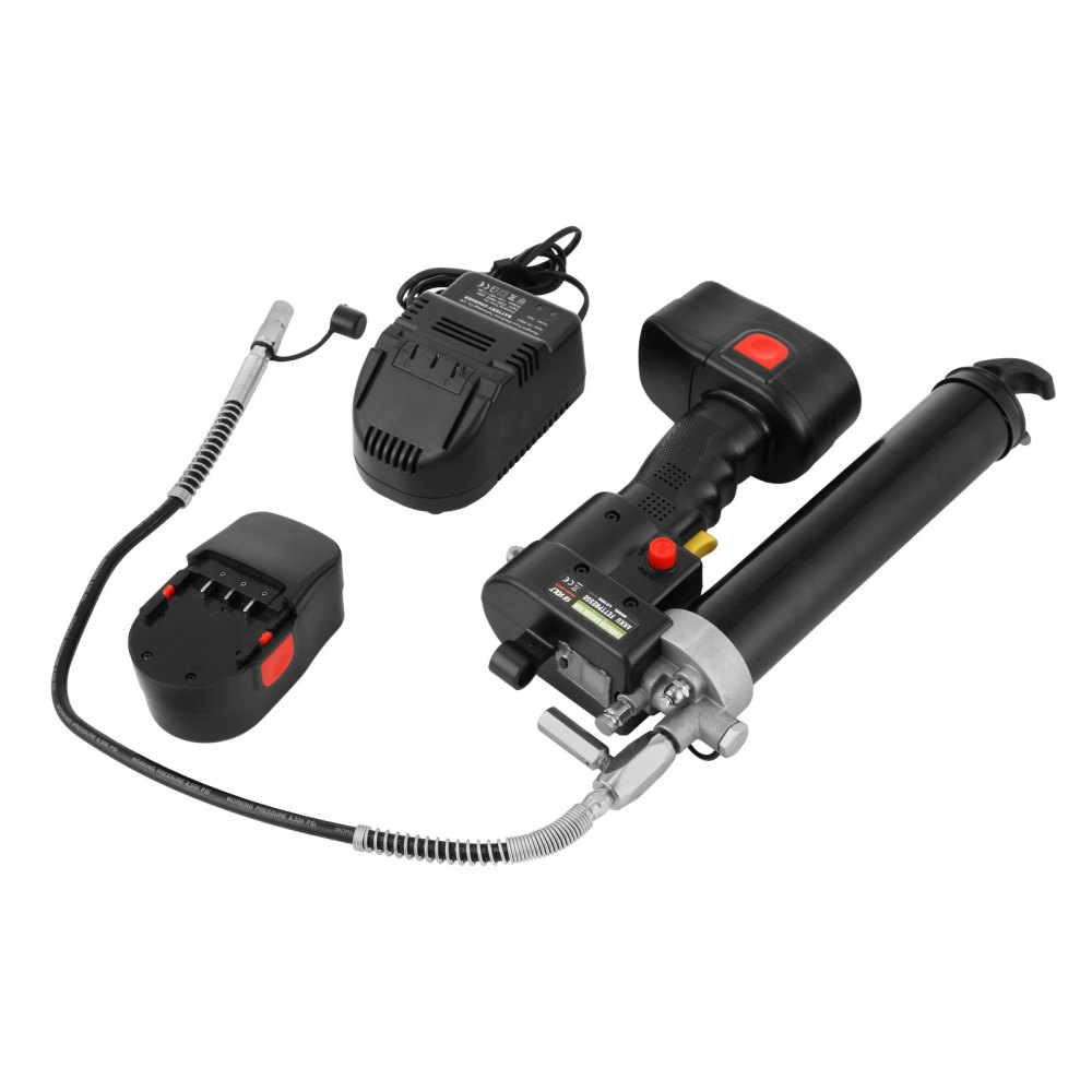 VEVOR 18V Cordless Grease Gun, 10000 PSI/690 bar LCD Display, Locking Button, Stable Pressure Hose