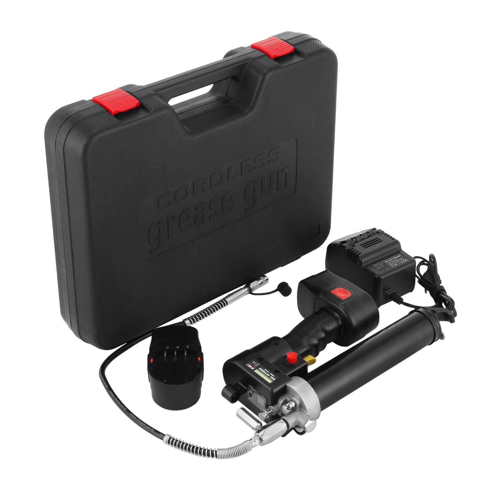 VEVOR 18V Cordless Grease Gun, 10000 PSI/690 bar LCD Display, Locking Button, Stable Pressure Hose