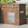 brick outdoor kitchen with stainless steel VEVOR outdoor kitchen drawers and sink.