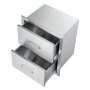 stainless steel VEVOR outdoor kitchen drawers with two open compartments.