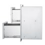 VEVOR outdoor kitchen drawers in stainless steel with open and closed compartments.