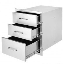 VEVOR 18x23 Inch Outdoor Kitchen Stainless Steel Triple Access BBQ Drawers with Chrome Handle, 18 x23 x 23 Inch