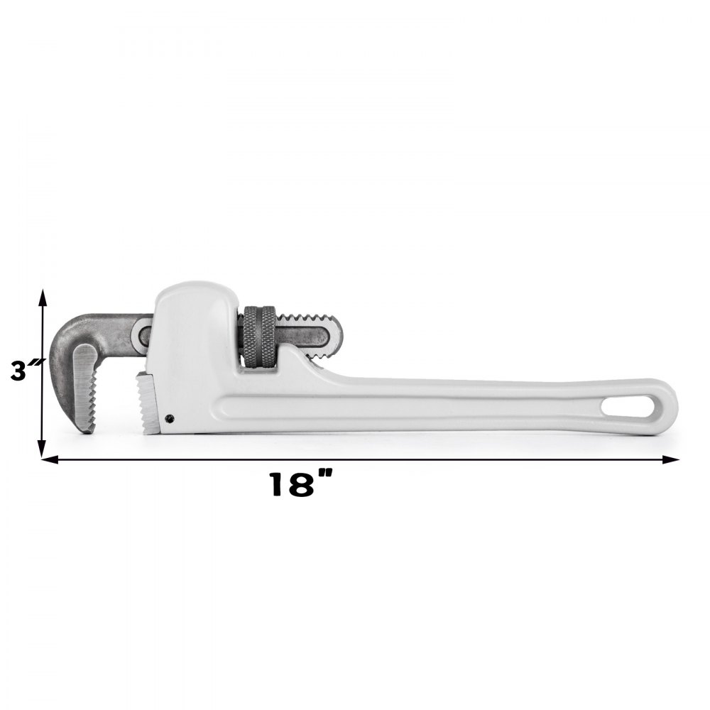 18" Large Aluminum Pipe Wrench Straight Head Adjustable Plumbing Adaptable