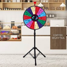 VEVOR 18” Prize Wheel Tripod Floor Stand Color Prize Wheel Fortune Spinner 14 Slots Dry Ease Tradeshow Fortune Spinning Game(18inch)