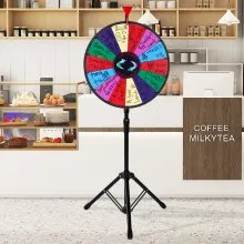 VEVOR 18” Prize Wheel Tripod Floor Stand Color Prize Wheel Fortune Spinner 14 Slots Dry Ease Tradeshow Fortune Spinning Game(18inch)