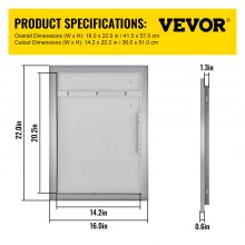 VEVOR 41.5x57cm Outdoor Kitchen Door BBQ Access Door Built In Stainless Steel