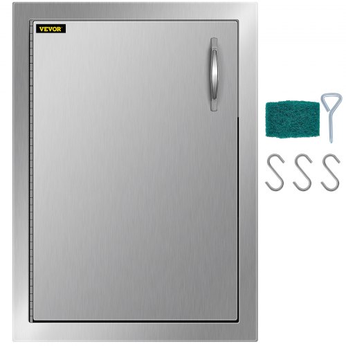 VEVOR Puerta de acceso a cocina para exteriores, 16.0 x 22.0 in, construcción de pared única, montaje empotrado de acero inoxidable para isla de barbacoa, 16.0 x 22.0 in, puerta única