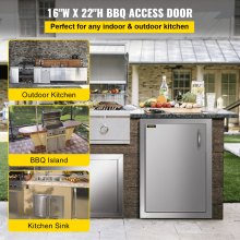 VEVOR – porte d'accès pour barbecue, 16x22 pouces, porte de cuisine extérieure verticale, charnière gauche, en acier inoxydable, pour cuisine extérieure