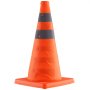 VEVOR safety cones, bright orange with reflective gray bands, on a square base.