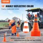 Cones de segurança VEVOR, 4 pacotes de cones de trânsito dobráveis ​​de 18 polegadas, cones de construção com colares reflexivos, base larga e uma bolsa de armazenamento, para controle de tráfego, treinamento de direção, estacionamentos