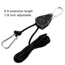 VEVOR Light Hangers Adjustable 3-Pair Rope Clip Hanger 1/8 Inch Grow Light Rope Hanger 6-Feet Long Adjustable Rope Ratchet Hangers 150 LBS Weight Capacity Each Pair Used with Grow Light, Grow Bags