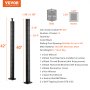 VEVOR Cable Railing Post, 42" x 2" x 2" Steel L-Shaped Hole Corner Railing Post, 12 Pre-Drilled Holes, SUS304 Stainless Steel Cable Rail Post with Horizontal and Curved Bracket, 1-Pack, Black