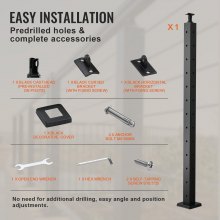 VEVOR Cable Railing Post 42x2x2in L-Shaped Hole Corner Railing Post Black 1Pc 1JZLGZ106755UOBB9V0