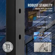 VEVOR Cable Railing Post 42x2x2in 30° Angled Hole Stair Railing Post Black 1Pc 1JZLGZ106755Y9XMJV0