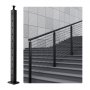 VEVOR Cable Railing Post, 36" x 2" x 2" Steel 30° Angled Hole Stair Railing Post, 10 Pre-Drilled Holes, SUS304 Stainless Steel Cable Rail Post with Horizontal and Curved Bracket, 1-Pack, Black