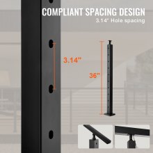 VEVOR Cable Railing Post 36x2x2in 30° Angled Hole Stair Railing Post Black 1Pc