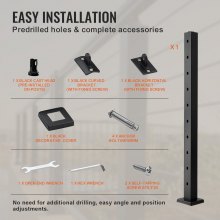 VEVOR Cable Railing Post 36x2x2in 30° Angled Hole Stair Railing Post Black 1Pc
