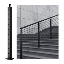 VEVOR Cable Railing Post 36x2x2in 30° Angled Hole Stair Railing Post Black 1Pc