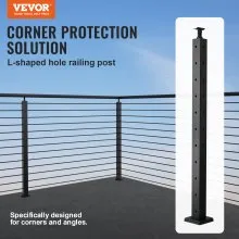 VEVOR Cable Railing Post 36x2x2in L-Shaped Hole Corner Railing Post Black 1Pc 1JZLGZ91455HVMLPYV0