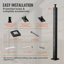VEVOR Cable Railing Post 36x2x2in L-Shaped Hole Corner Railing Post Black 1Pc 1JZLGZ91455HVMLPYV0