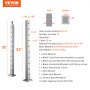 VEVOR cable railing post, 36" silver, sus304 stainless steel, includes user manual and installation parts.