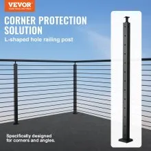 VEVOR Cable Railing Post 42x1x2in L-Shaped Hole Corner Railing Post Black 1Pc 1JZLGZHS1067CSWRBV0