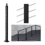 VEVOR Poste de barandilla de cable, poste de barandilla de escalera de acero con orificio en ángulo de 30°, 36" x 1" x 2", 10 orificios preperforados, poste de riel de cable de acero inoxidable SUS304 con soporte horizontal y curvo, 1 paquete, negro