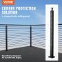 VEVOR Cable Railing Post, 36" x 1" x 2" Steel L-Shaped Hole Corner Railing Post, 10 Pre-Drilled Holes, SUS304 Stainless Steel Cable Rail Post with Horizontal and Curved Bracket, 1-Pack, Black