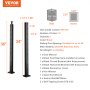 VEVOR Cable Railing Post, 36" x 1" x 2" Steel L-Shaped Hole Corner Railing Post, 10 Pre-Drilled Holes, SUS304 Stainless Steel Cable Rail Post with Horizontal and Curved Bracket, 1-Pack, Black