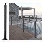 VEVOR Cable Railing Post, 36" x 1" x 2" Steel L-Shaped Hole Corner Railing Post, 10 Pre-Drilled Holes, SUS304 Stainless Steel Cable Rail Post with Horizontal and Curved Bracket, 1-Pack, Black