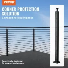 VEVOR Cable Railing Post 36x1x2in L-Shaped Hole Corner Railing Post Black 1Pc 1JZLGZHS9142UYBR4V0