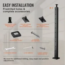 VEVOR Cable Railing Post 36x1x2in L-Shaped Hole Corner Railing Post Black 1Pc 1JZLGZHS9142UYBR4V0