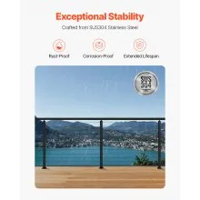 VEVOR Cable Railing Post, 42x1x2 Inch Level Deck Stair Posts, 1-Pack Stainless Steel Cable Handrail Post, Pre-Drilled Pickets with Mounting Bracket Stair Railing Kit, Black, 1JZLGZXHS1063GGTD001V0