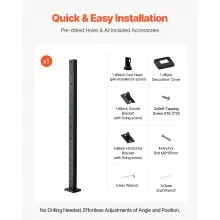 VEVOR Cable Railing Post, 42x1x2 Inch Level Deck Stair Posts, 1-Pack Stainless Steel Cable Handrail Post, Pre-Drilled Pickets with Mounting Bracket Stair Railing Kit, Black, 1JZLGZXHS1063GGTD001V0