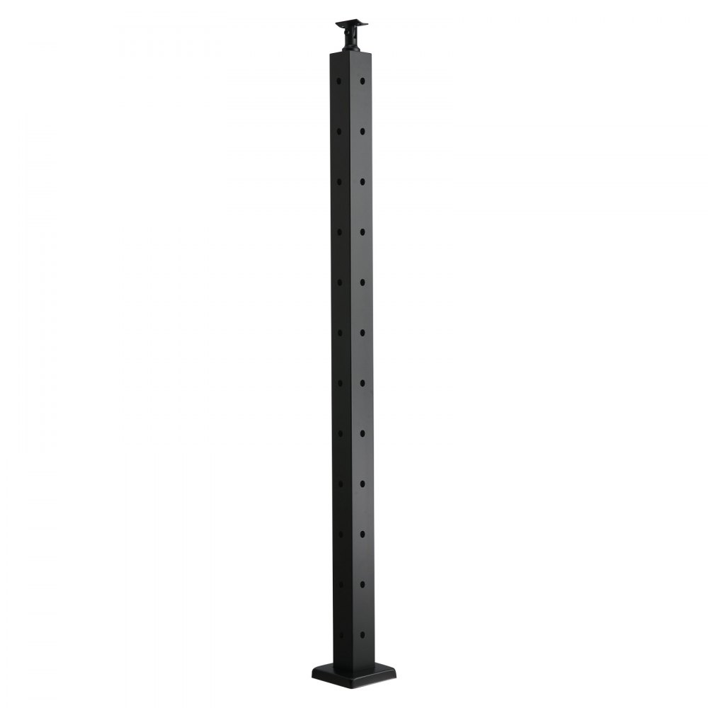 VEVOR Cable Railing Post, 42x2x2 Inch Corner Railing Post, with L-Shaped Pre-Drilled Holes, Stainless Steel Cable Rail Post with Horizontal and Curved Bracket, 1-Pack, Black, 1JZLGZXHS1065S1EW001V0