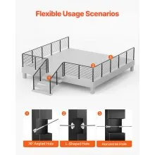 VEVOR Cable Railing Post, 42x2x2 Inch Corner Railing Post, with L-Shaped Pre-Drilled Holes, Stainless Steel Cable Rail Post with Horizontal and Curved Bracket, 1-Pack, Black, 1JZLGZXHS1065S1EW001V0