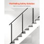 VEVOR Cable Railing Post, 42x1x2 Inch Stair Railing Post, with Pre-Drilled 30° Angled Holes, Stainless Steel Cable Rail Post with Horizontal and Curved Bracket, 1-Pack, Black, 1JZLGZXHS106VRA3X001V0