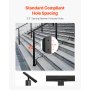 VEVOR Cable Railing Post, 42x1x2 Inch Stair Railing Post, with Pre-Drilled 30° Angled Holes, Stainless Steel Cable Rail Post with Horizontal and Curved Bracket, 1-Pack, Black, 1JZLGZXHS106VRA3X001V0