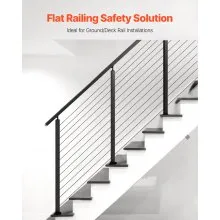 VEVOR Cable Railing Post, 42x1x2 Inch Stair Railing Post, with Pre-Drilled 30° Angled Holes, Stainless Steel Cable Rail Post with Horizontal and Curved Bracket, 1-Pack, Black, 1JZLGZXHS106VRA3X001V0