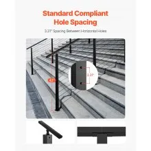 VEVOR Cable Railing Post, 42x1x2 Inch Stair Railing Post, with Pre-Drilled 30° Angled Holes, Stainless Steel Cable Rail Post with Horizontal and Curved Bracket, 1-Pack, Black, 1JZLGZXHS106VRA3X001V0