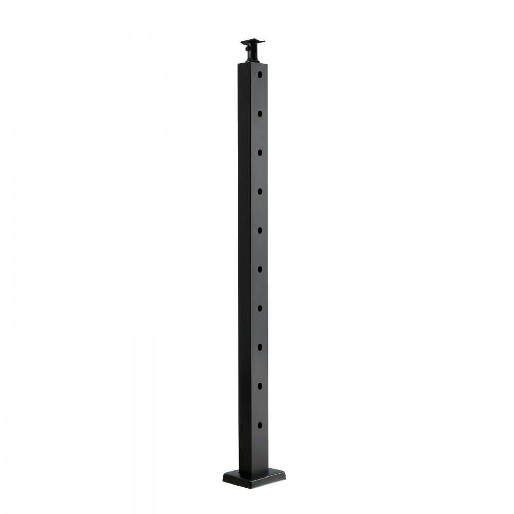 VEVOR Cable Railing Post, 36x1x2 Inch Stair Railing Post, with Pre-Drilled 30° Angled Holes, Stainless Steel Cable Rail Post with Horizontal and Curved Bracket, 1-Pack, Black, 1JZLGZXHS91402OS1001V0