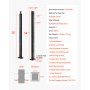 VEVOR 1-Pack Cable Railing Post, 36x2x2 In Horizontal-Hole Deck Railing Post with Pre-Drilled Holes, Stainless Steel Cable Rail Post with Horizontal and Curved Bracket, Black, 1JZLGZXHS9148RVYS001V0