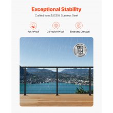 VEVOR Cable Railing Post, 36" x 2" x 2" Steel Horizontal Hole Deck Railing Post, 10 Pre-Drilled Holes, SUS304 Stainless Steel Cable Rail Post with Horizontal and Curved Bracket, 1-Pack, Black