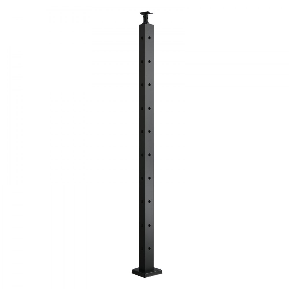 VEVOR Cable Railing Post, 36x1x2 Inch Corner Railing Post, with L-Shaped Pre-Drilled Holes, Stainless Steel Cable Rail Post with Horizontal and Curved Bracket, 1-Pack, Black, 1JZLGZXHS914IVCFL001V0
